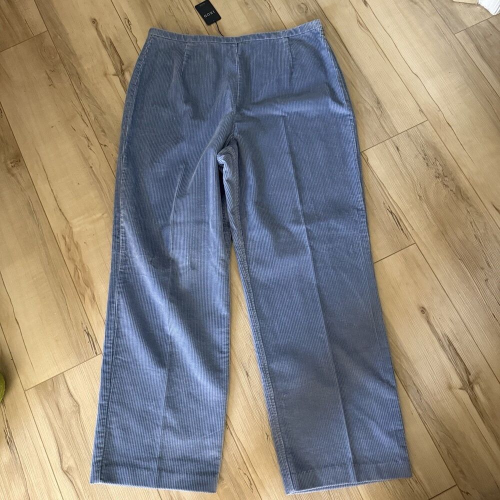NWT IZOD Womens Baby Blue Wide-Leg Corduroy Pants Size 16 New